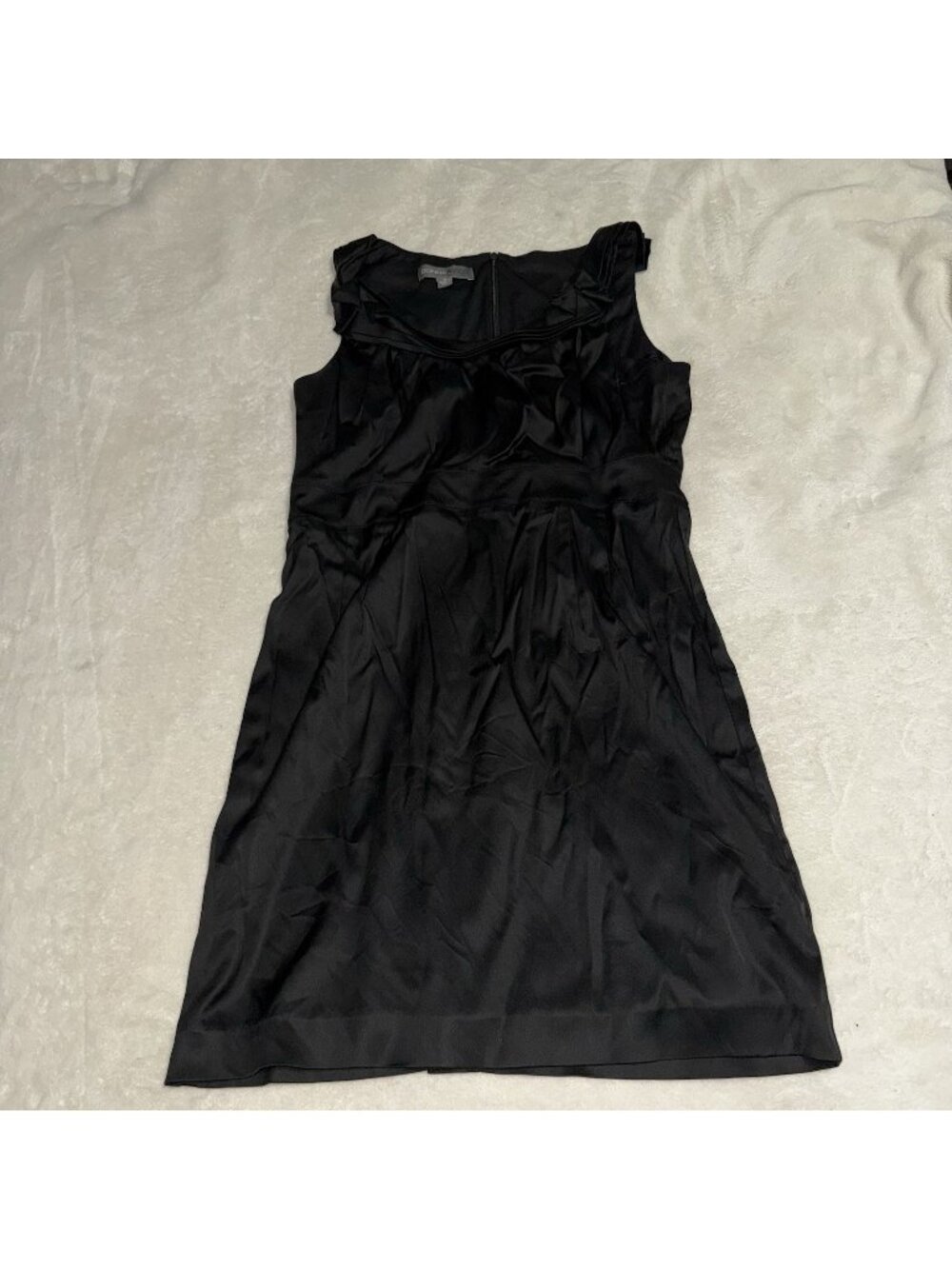 Donna Ricco New York Black Satin Cocktail Dress Womens 14 Sleeveless Party Knee